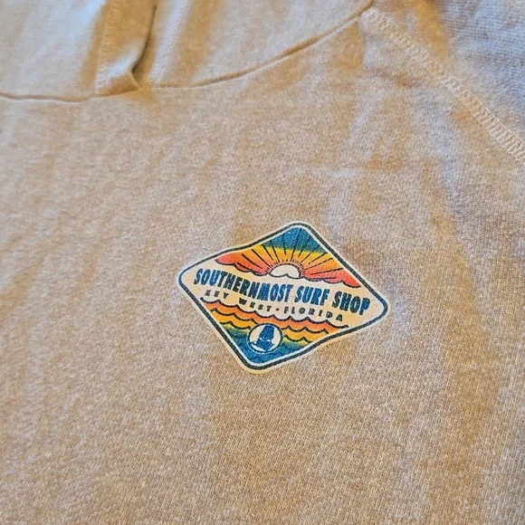 Southernmost Surf Shop Key West Florida Women's Beige Hoodie Sweatshirt Size XL - Picture 3 of 9